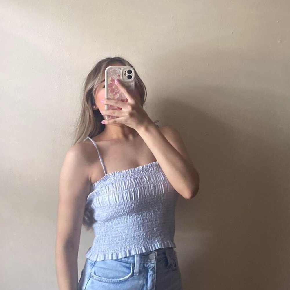 Blue Ruffle Tie strapsTop